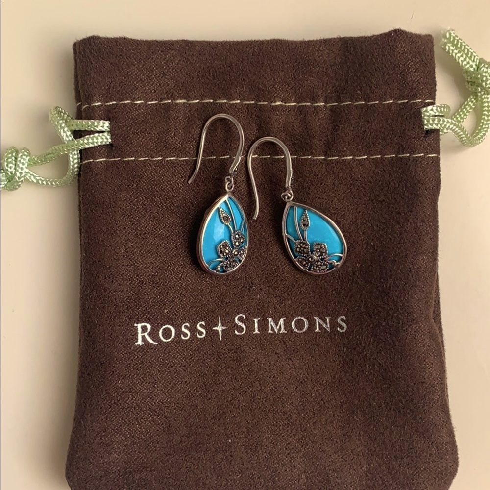 Howlite and marcasite Sterling silver earrings.